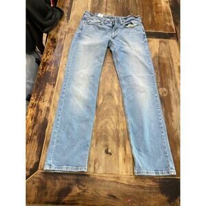 Levi's 514 Blue Slim Fit Straight Leg Denim Jeans Size 34X34